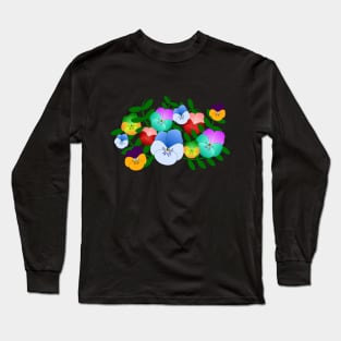 colorful pansies, violets, pansy, viola Long Sleeve T-Shirt